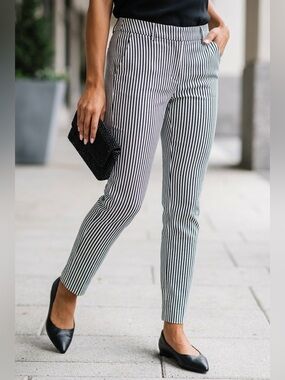 Massimo Fabbro Italy Vertical Stripe Stretch Women's Pants